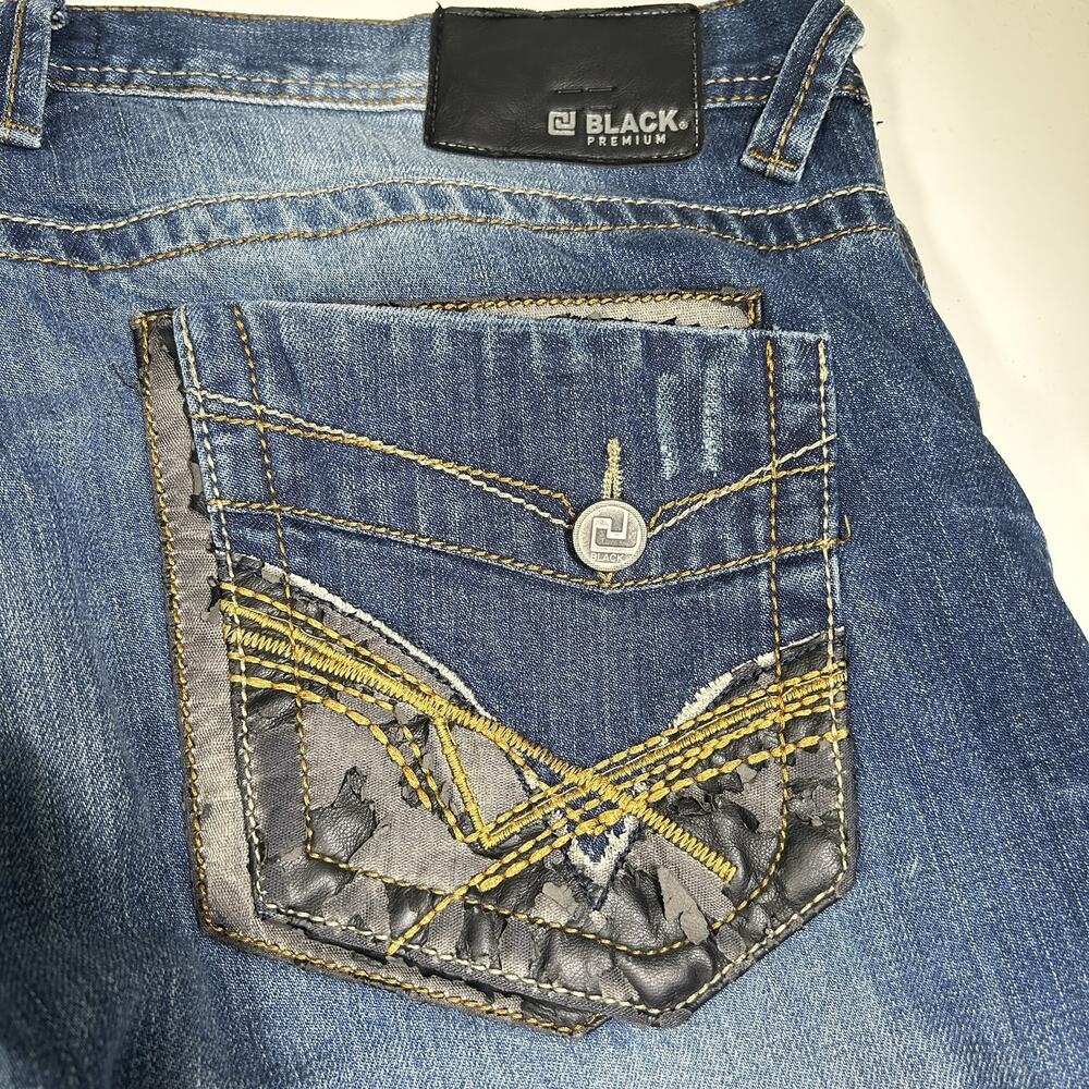 CJ Black Premium Jeans Men’s 36x32 Low Rise Slim Straight Y2K Distressed Grunge
